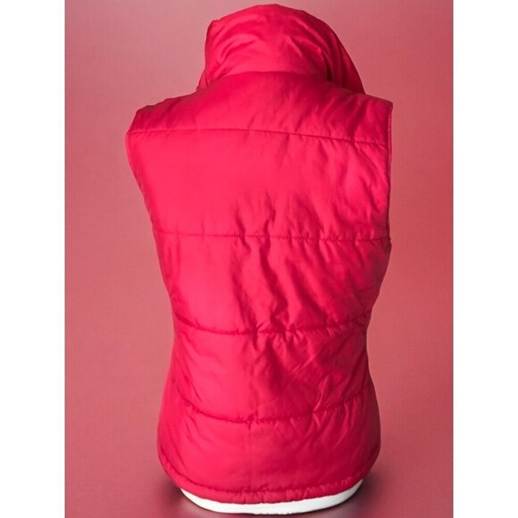 Columbia Womens Red Puffer Vest Small Fleece Lined Outerwear Warm Winter Jacket - Picture 7 of 10
